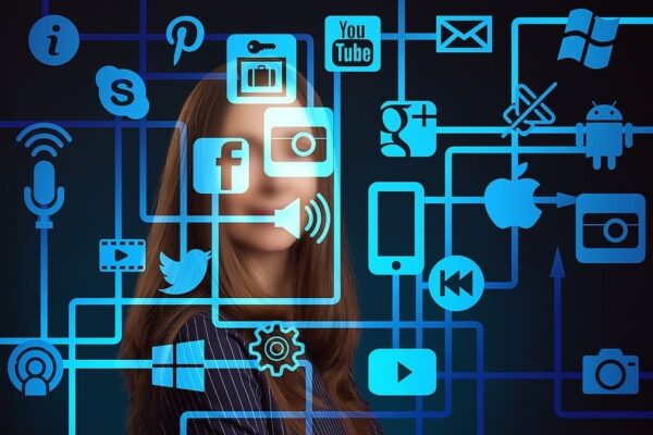 Woman icon networks internet